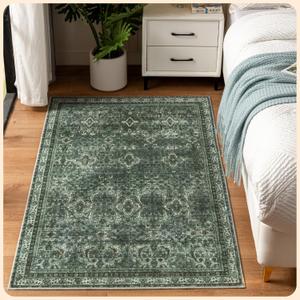 Istana 3x5 Area Rug - Dark Green Modern Rugs for Living Room 3x5 - Foldable Rugs for Bedroom/Living Room Rug - Stain Resistant Washable Rug - Eco-Friendly Small Area Rugs (3' x 5')