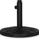 Backyard Expressions 20 lb Round Patio Umbrella Base Heavy Duty Resin-Coated Calcium Carbonate Stand with Adjustable Pole Adapters Fits 1.5"2" Poles, Weather-Resistant, Black Finish