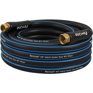 25ft Heavy Duty Garden Hose, Water Hose – 5/8" ID, 600 PSI, Hybrid Polymer, Kink-Resistant, Flexible, Durable, 3/4" GHT Solid Brass Fittings