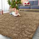 OLANLY 8x10 Machine Washable Large Area Rugs for Living Room, Bedroom, Soft Fluffy Shaggy Bedside Rug, Indoor Floor Carpet for Kids Girls and Boys, Dorms, Nursery, Home Decor Aesthetic, Taupe
