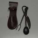 Hand-Forged 8.26" Medieval Cutlery Set - Viking Traders Authentic Carbon Steel Cutlery Set with Leather Pouch  Renaissance Faire Utensils, Camping Flatware, LARP, Historical Reenactment, Cosplay Prop