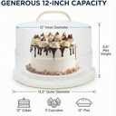 12 Inch Cake Carrier with Lid and Handle Heavy-Duty Cake Container for Baking Events & Outdoor Trips | Adjustable Height,Portable Food Cake Carrier Storage Solution for Picnics & Camping