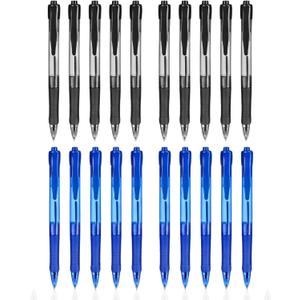 2 x Gel Pens 20 Pack (10 Black + 10 Blue), 0.7mm Medium Point Smooth Writing Black & Blue Ink Pens, Quick-Drying No-Smudge Pens for Office, School, Journaling & Note-Taking