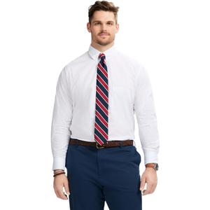 Izod Men's Big and Tall Wrinkle Resistant Stretch Fabric Button Down Collar Dress Shirt, White, 19" Neck 34"-35" Sleeve