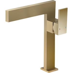 Brushed Gold Tall Bathroom Sink Faucet Ultra Thin Design, Single Handle Vessel Faucet for Bathroom Sink,1 Hole Lavatory Bowl Sink Faucets Solid Brass(Brushed Gold)