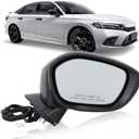 Right Passenger Side Mirror Compatible With 2022 2023 2024 2025 Honda Civic Sedan/Hatchback,Mirrors with P`ower Glass,Non-Heated,Manual Folding Black Replaces# HO1321350 76208T20A01