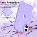 Hython for iPhone 16 Case Glitter, Clear Glitter Sparkly Shiny Bling Sparkle Cute Cover, Anti-Scratch Soft TPU Thin Slim Fit Shockproof Protective Phone Cases for Women Girls, Purple Glitter