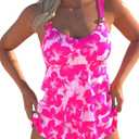 ROSEWE Womens Ruffle Tier Tankini Swimsuits, 2 Piece Set Swimwear, Bathing Suits with Mid Waisted Briefs (Large, Hot Pink)