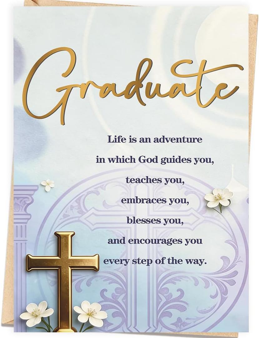6 x Christian Graduation Card, Religious Graduation Gift for Her Him Family, Inspirational Faith-Based Blessings for High School, College & University Graduates