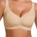 Ubras Breathable Jelly Wireless Bra, Supportive Seamless Bra for Women Comfortable Bra Everyday Wear (Beige) M