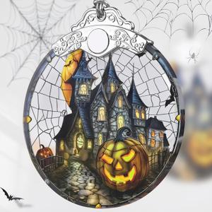 Stained Glass Christmas Decor - Christmas Ornaments - Christmas Tree Ornaments - Christmas Tree Decorations - Gift Exchange - Gift Ideas - Gifts for Christmas (Haunted Mansion Town)