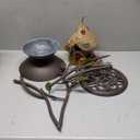 39" H Cast Iron Pedestal Bird Bath, Bird Baths for Outdoors with Metal Bird House Bird Feeder 3-in-1, Garden Yard Lawn Decor