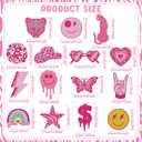 Siifert 15 Pcs Preppy Diamond Art Keychain 2026 VBS Pink Diamond Painting Kit Smile Face Pink Leopard Preppy Party Favors for Adult Women Beginner DIY Crafts Gifts Supplies