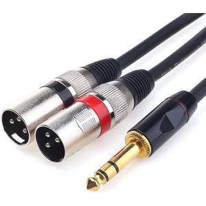 Disino 1/4 TRS to Dual XLR Male Y-Splitter Stereo Breakout Cable 1/4 inch(6.35mm) to 2 XLR Patch Cable - 3.3 FT/1m