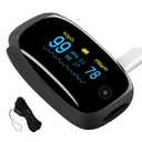 Fingertip Pulse Oximeter with Respiration Rate & Respiratory Monitoring SpO2, Heart Rate, PI & RR Measurements, Blood oximeter Rechargeable 6 Display Modes & 4-Way Rotatable Screen for Home & Sports UseBlack