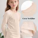 Resinta Girls Basic Long Sleeve Crew Neck Top Kids Layering Tees Casual Soft Solid Pullover T-Shirts 2-14 Years (Beige)