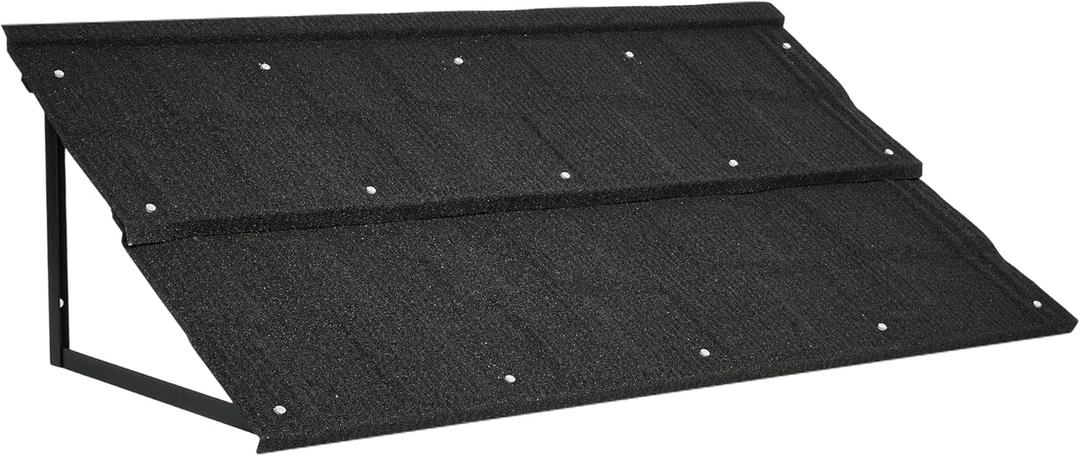 uyoyous Metal Awning Window Awnings Exterior 52" W x 31" H Triangle Metal Frame, Door Entrance Awnings for Outside, Entry Doors, Windows, Balconies, Black (Tile Shaped)