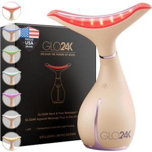GLO24K 7 Color Beauty Device Triple LED Action & Vibration Technology Facial and Neck Massager (Beige, 1 Pack)