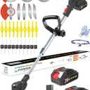 Electric Weed Wacker Cordless, 21V Battery Powered Weed Eater with 2X 2.0Ah Batteries and Charger, Metal Blade Weedwacker, 3-in-1 Stringless Grass Trimmer Brush Cutter Edger for Lawn Yard