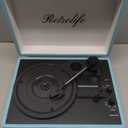 Record Player with Speakers 3-Speed Bluetooth Suitcase Portable Vinyl Record Player Belt-Driven RCA Line Out AUX in Headphone Jack Vinyl Vintage Turntable Blue