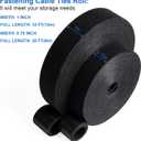 3 x OneLeaf Double-Sided Hook and Loop Cable Ties Roll, Cable Management, Black, 20ft-3/4in+33ft-1in