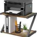 Black Desktop Printer Stand with Storage Small Printer Stand for Desk 2 Tier Multi-Purpose Table Organizer for Fax Machine Scanner Files Books