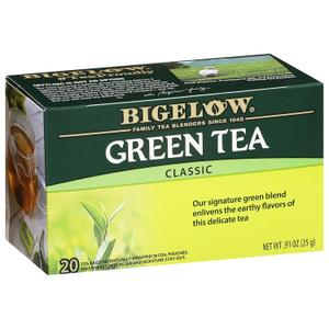 Bigelow Tea Classic Green Tea, Caffeinated Tea, 20 Count Box (Pack of 6), 120 Total Tea Bags (EXP 08/01/28)