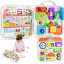 Toddler Montessori Toy Busy Board for 1-2 Year Old Boys Girls Gift, Baby Toy 12-18 Months, Musical Learning Educational Toys for 1 Year Old, 1st Birthday Baby Boy Girl Gifts (Orange)