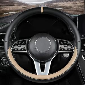 Custom fit for Mercedes Benz Car Steering Wheel Cover, Nappa Leather Non-Slip Steering Wheel Cover, Designed for Mercedes Ben-z Interior Accessories (Beige,for Mercedes Benz)