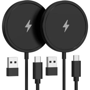 Magnetic Wireless Charger for iPhone, 15W Fast Mag Safe Charger 2 Pack Charging Pad Compatible with iPhone 17/16/15/14/13/12 Series and Air - Pods 3/2/Pro 2/Pro, Black