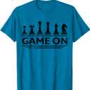 Game On Chess Pieces Funny Board Game Themed Gift Men Kids T-Shirt Size L, Blue.