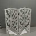 Cut-Out Design 23" Dog Gate Retractable Stair Gate Foldable Puppy Gate Indoor - Freestanding Lightweight Pet Barrier for Doorways, Stairs, Hallways (Extends to 41", White)