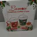 JOYEUX Christmas Disposable Coffee Cups with Lids 16 oz, To Go Coffee Cups, Holiday Paper Cups for Hot Cocoa, Hot Chocolate, Drinks Supplies, Xmas Dinner Party - 40 Pack