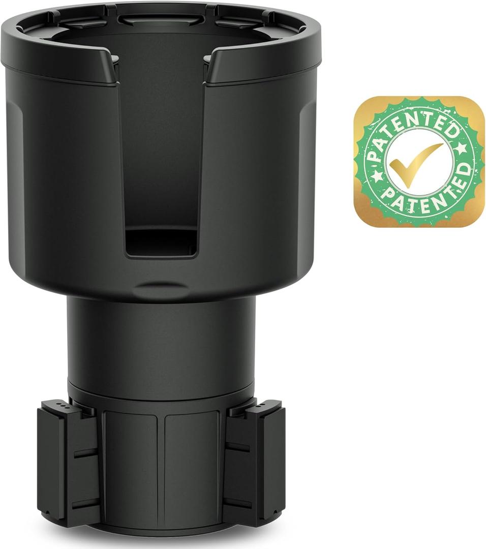 [Patented & Upgraded] Car Cup Holder Expander - Adapter Holds: Hydro-Flask, Yeti, Nalgene, Owala, Large (32 40 oz) Water Bottles - Adjustable Expandable Insert Extender  Universal (18-40oz (Standard Base), Black)