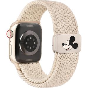 Braided Cartoon Magnetic Clasp Band Compatible with Apple Watch Bands 40/38/41/42/44/45/46/49mm Women Men, Stretchy Elastic Nylon Woven Strap for iWatch Series 11 10 9 8 7 6 5 4 SE/Ultra 3 2 1