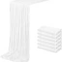 6 Pack White Cheesecloth Table Runner 20 x 120 inch Gauze Table Runners 10 FT Long,Semi Sheer Boho Cheese Cloth Fabric Table Runner Bulk for Wedding,Party,Baby Shower,Bridal Shower Decoration