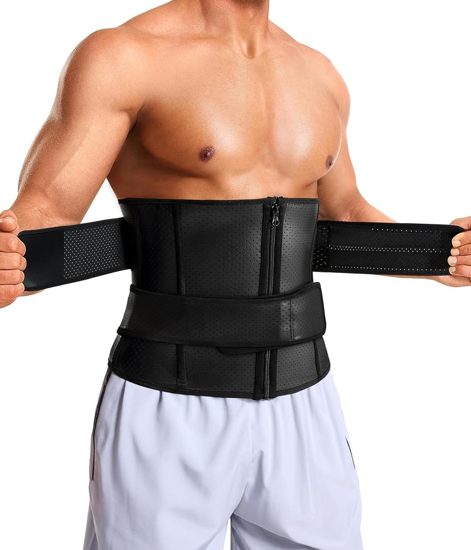 TAILONG Waist Trainer for Men - Sweat Band Trimmer Belt Fajas Para Hombres Stomach Wrap Workout Body Shaper (Medium, Black)