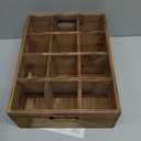 Farmhouse Wooden Storage Crate for Decoration 13 x 10 inches, Rustic Small Beer Holder Wood Crate Box for Crafts with 12 Individual Slots, Beverage Serving Caddy with Carrying Handles