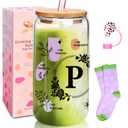 2 x ANOTION Cute Cups - Ini-Tial Monogrammed Personalized Gift for Women, White Elephant Gag Christmas Birthday Inspirational Coffee Cup