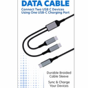 Zgear USB C to 2 USB C Braided 8 Foot Cable