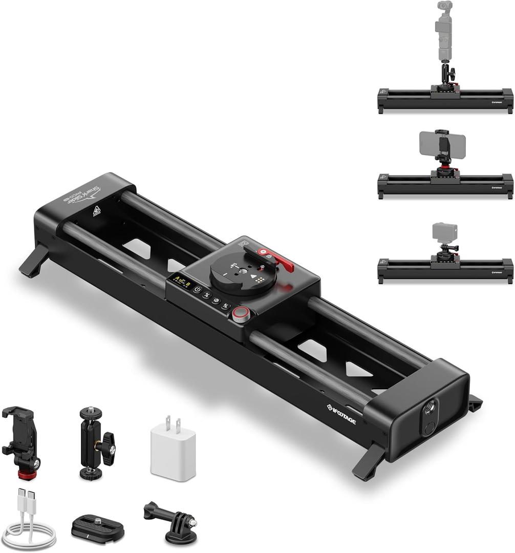 IFOOTAGE Pico Pro Motorized Slider Phone Gimbal Stabilizer 15.7" | 2-Axis Portable Phone Gimbal Stabilizer for iPhone Android Insta360 Action Cams DJI Pocket 3/4, Payload 3.3lb