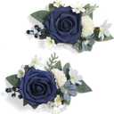 Serwalin 2 Pcs Wrist Corsage, 6-7 Inch Navy Blue Corsage for Wedding, Bridesmaid Mother Grandmother, Artificial Flowers for Prom Ceremony Anniversary