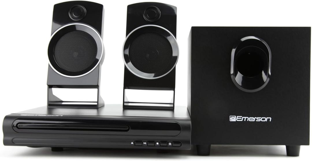 Emerson ED-8050 2.1 Channel Home Theater DVD Player and Surround Sound System with Subwoofer, HDMI Output, USB Playback, and Dual Speakers  Ideal for Immersive Movie and Music Experience