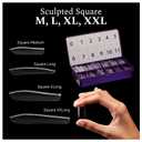 NABulous Soft Gel Square Shaped Gel Nail Tips XL Length - Durable Full Cover Nail Tips - Made From Real Soft Gel, 10 Sizes, 500 Pieces - Easy To Remove (Square XL)