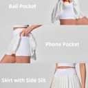 Pleated Tennis Skirts for Women with Shorts Pockets Mini Side Slit High Waisted Athletic Golf Workout Skirt Skort (White, M)