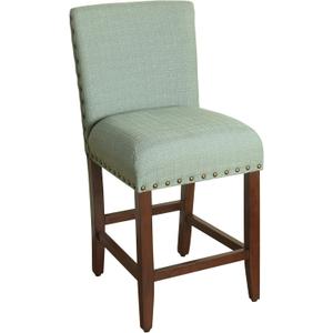 Homepop Home Decor | Backless Nailhead Trim Counter Height Bar Stools | 24 Inch Bar Stools | Decorative Home Furniture (Seafoam)