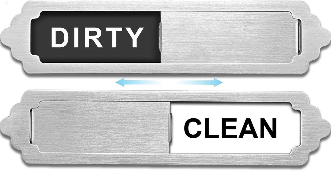 2 x Premium Stainless Steel Dishwasher Magnet Clean Dirty Sign - Strong Magnetic, Easy Slide, Perfect Surface Fit. Ideal for Kitchen, Functional & Decorative Adds a Stylish Touch to Your Dishwasher