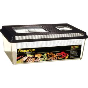 Exo Terra Faunarium Flat Home Plastic Reptile Terrarium, Large (18" x 12" x 6.5"), Ideal for Temporary Housing, Quarantine, and Transport, Transparent Plastic Door for Easy Access
