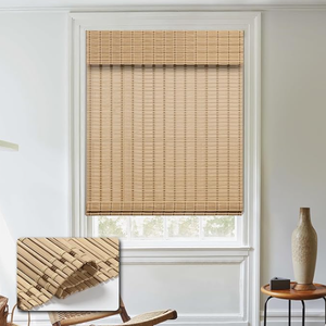 Cordless Bamboo Roman Shades, Light Filtering Bamboo Blinds Shades for Indoor Windows, UV Protection Roll Up Blinds for Home, Office, 36" W x 64" H, Natural