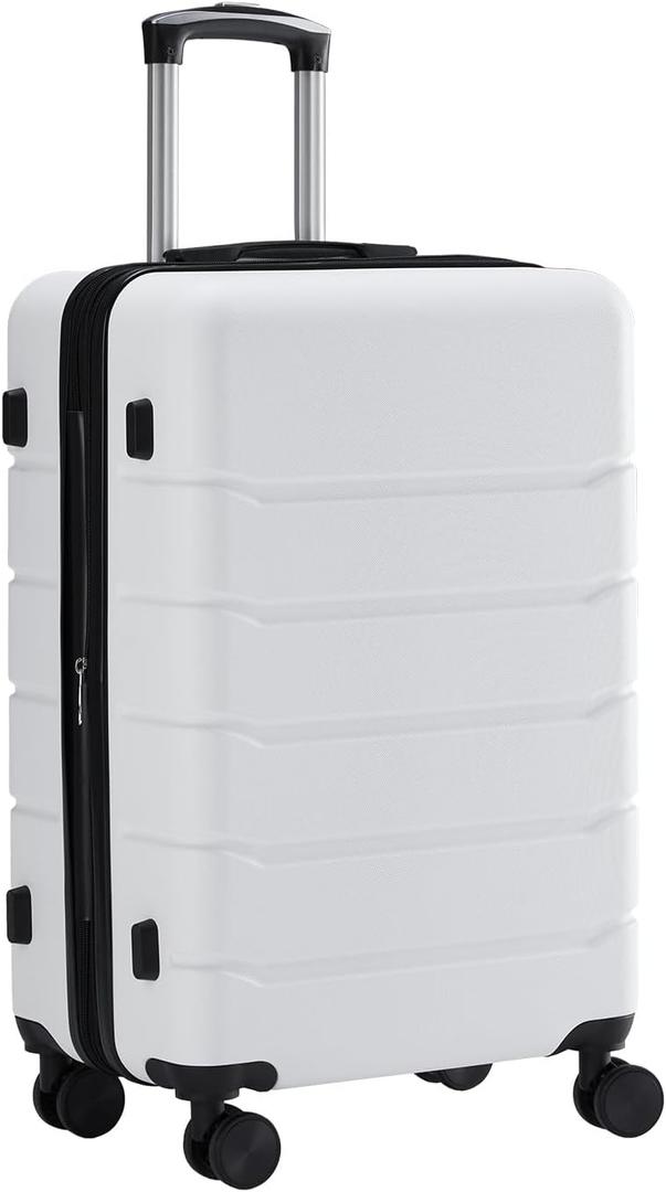 Sweetcrispy Carry on Luggage, Hard Shell ABS Suitcase with Double Spinner Wheels, Lightweight Expandable Rolling Suit Case with TSA Lock, 20 Inch Cream White